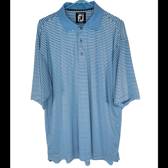 FootJoy “FJ” Men’s Large Golf Polo Striped White, Blue - Picture 1 of 9
